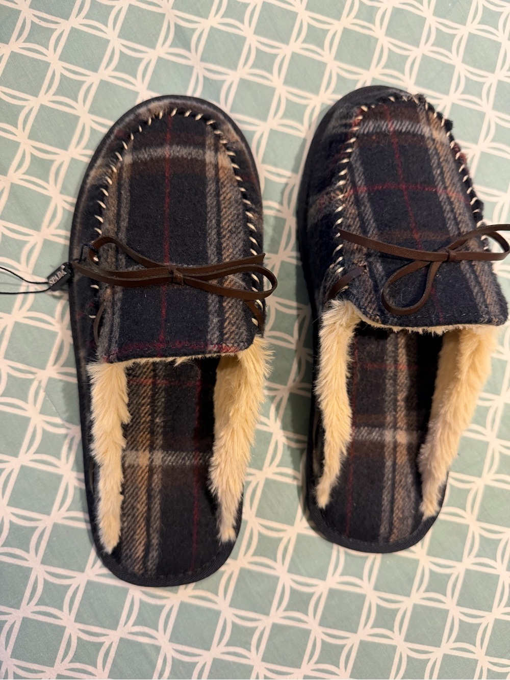 Men's Plaid Faux-Fur Lined Slip-On Slippers - Plaid
